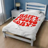 HAPPY PISCES DAY VELVETEEN PLUSH BLANKET